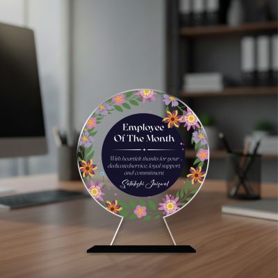 Personalized Employee of the Month Award Custom Acrylic Trophy for Staff Appreciation & Corporate Recognition Thankyou Gift For Employee